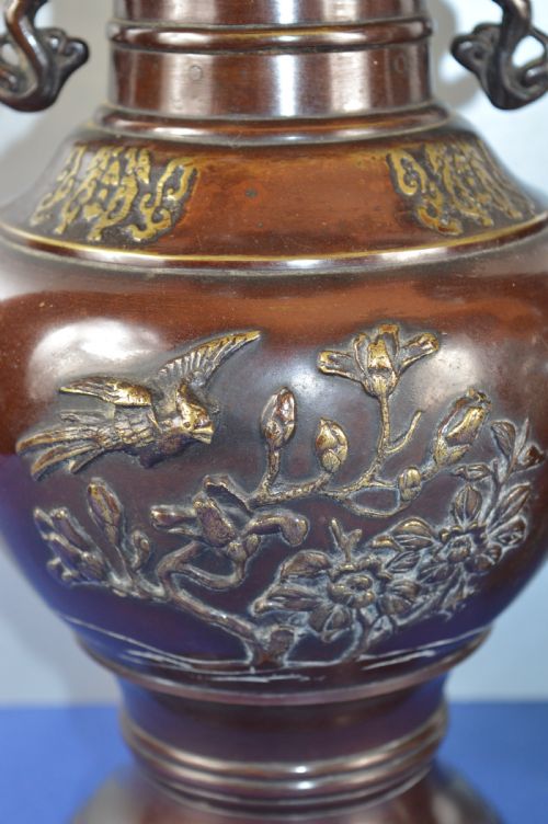 PAIR LARGE 33KG CHINESE BRONZE VASESC1880 - ADDITIONAL PHOTO 2