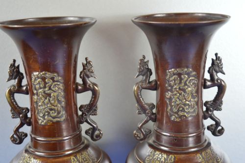PAIR LARGE 33KG CHINESE BRONZE VASESC1880 - ADDITIONAL PHOTO 3
