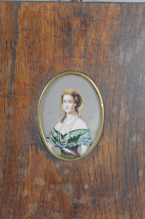 PAIR FRAMED PORTRAIT MINIATURES NAPOLEON EMPRESS EUGENIE C1880 - ADDITIONAL PHOTO 2