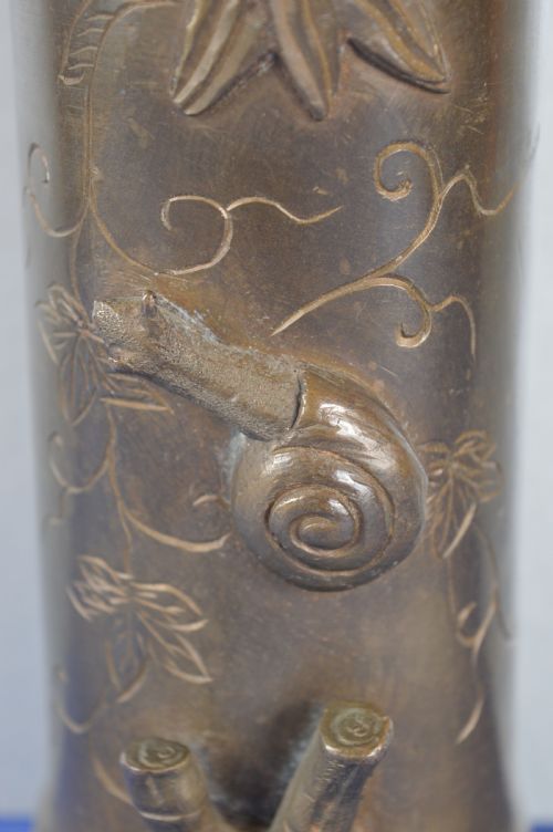 LARGE 21CM CHINESE BRONZE BRUSH POTVASE C1890 - ADDITIONAL PHOTO 3