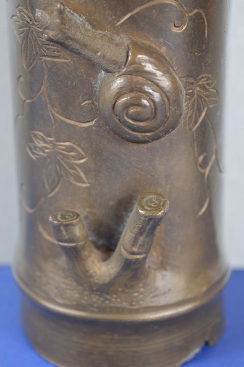 LARGE 21CM CHINESE BRONZE BRUSH POTVASE C1890 - ADDITIONAL PHOTO 4