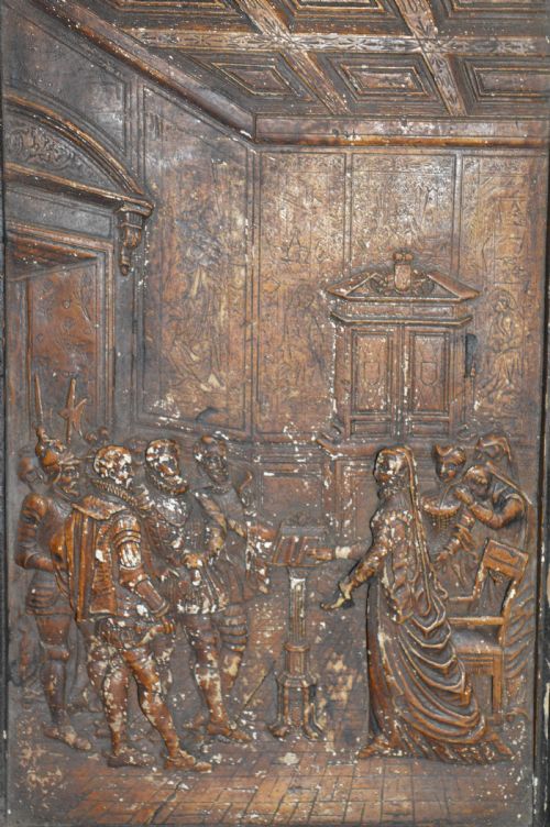 LARGE 45CM OAK FRAMED PLASTER PICTURE C1800 - ADDITIONAL PHOTO 2