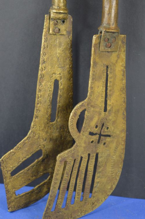 2 LARGE AFRICAN BRONZE YORUBA TRIBAL STAFFC1920 - ADDITIONAL PHOTO 2