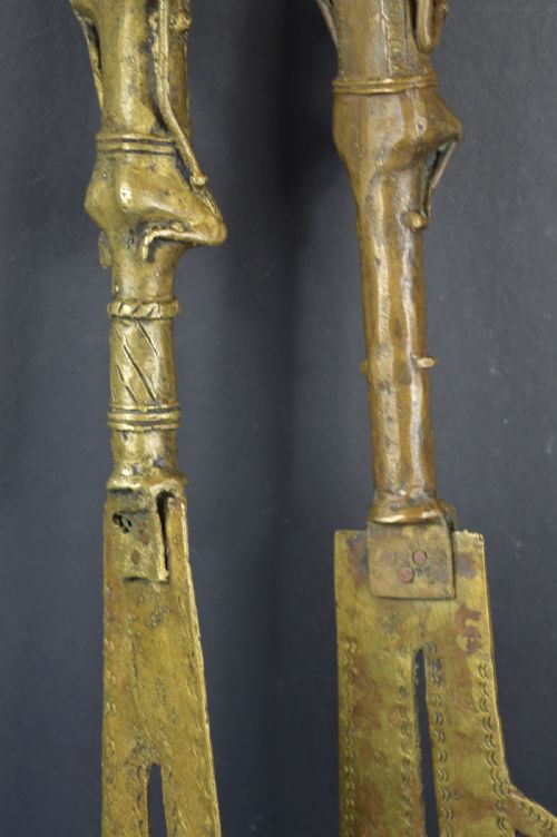 2 LARGE AFRICAN BRONZE YORUBA TRIBAL STAFFC1920 - ADDITIONAL PHOTO 9