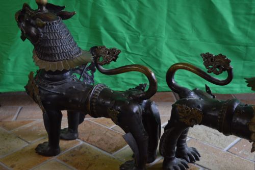 HUGE 35KG PAIR TIBETAN BRONZE TEMPLE LIONSFOO DOGSC1880 - ADDITIONAL PHOTO 8