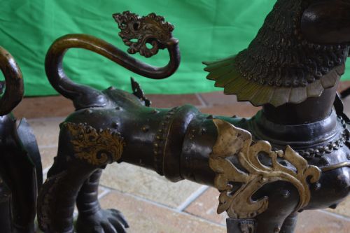 HUGE 35KG PAIR TIBETAN BRONZE TEMPLE LIONSFOO DOGSC1880 - ADDITIONAL PHOTO 9