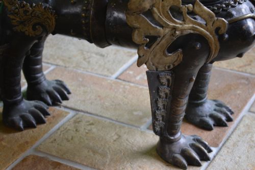 HUGE 35KG PAIR TIBETAN BRONZE TEMPLE LIONSFOO DOGSC1880 - ADDITIONAL PHOTO 12