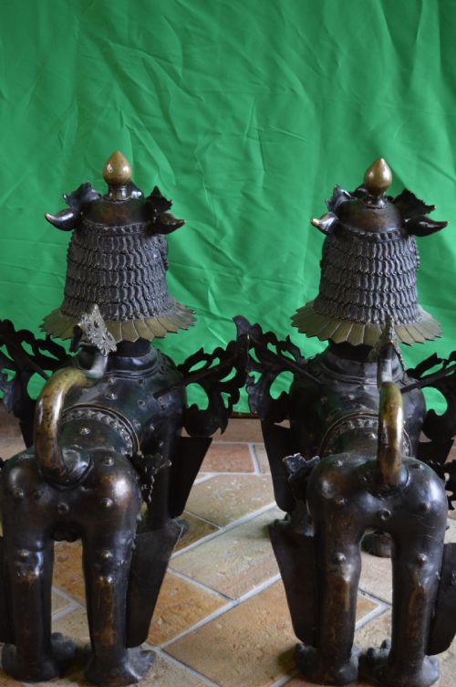 HUGE 35KG PAIR TIBETAN BRONZE TEMPLE LIONSFOO DOGSC1880 - ADDITIONAL PHOTO 16