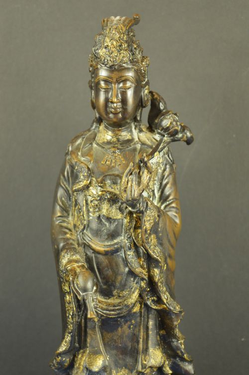 LARGE 54KG CHINESE GILT BRONZE GUANYIN STATUEC1850 - ADDITIONAL PHOTO 1