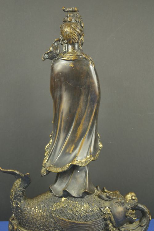 LARGE 54KG CHINESE GILT BRONZE GUANYIN STATUEC1850 - ADDITIONAL PHOTO 6