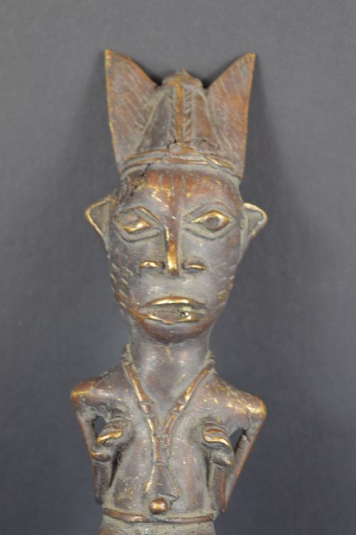 LARGE 38CM AFRICAN BRONZE FERTILITY STAFFWANDC1920 - ADDITIONAL PHOTO 2
