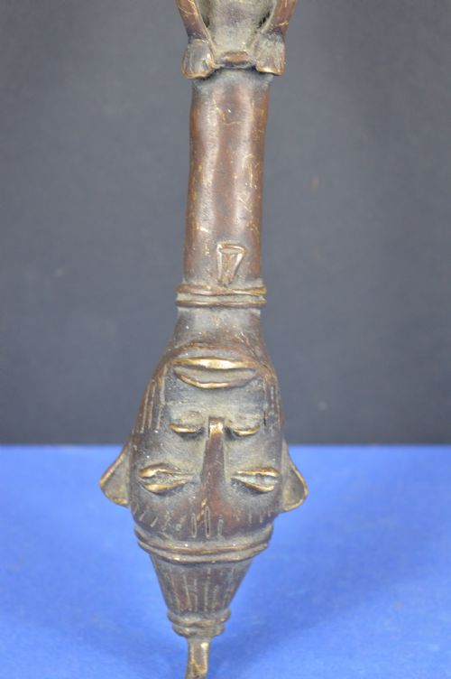 LARGE 38CM AFRICAN BRONZE FERTILITY STAFFWANDC1920 - ADDITIONAL PHOTO 3