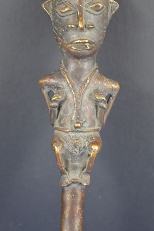 LARGE 38CM AFRICAN BRONZE FERTILITY STAFFWANDC1920 - ADDITIONAL PHOTO 4