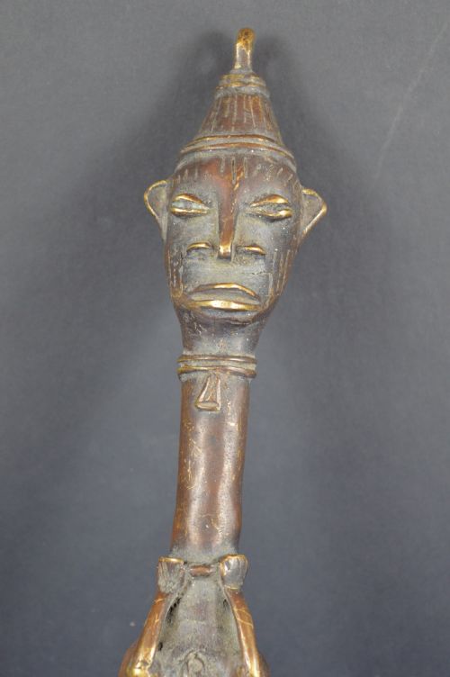 LARGE 38CM AFRICAN BRONZE FERTILITY STAFFWANDC1920 - ADDITIONAL PHOTO 6