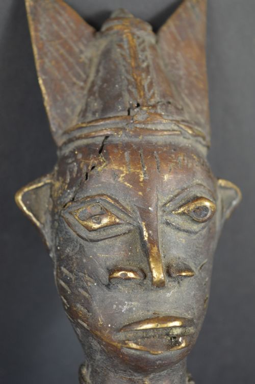 LARGE 38CM AFRICAN BRONZE FERTILITY STAFFWANDC1920 - ADDITIONAL PHOTO 9