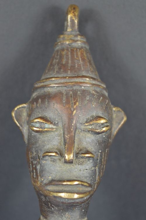 LARGE 38CM AFRICAN BRONZE FERTILITY STAFFWANDC1920 - ADDITIONAL PHOTO 12
