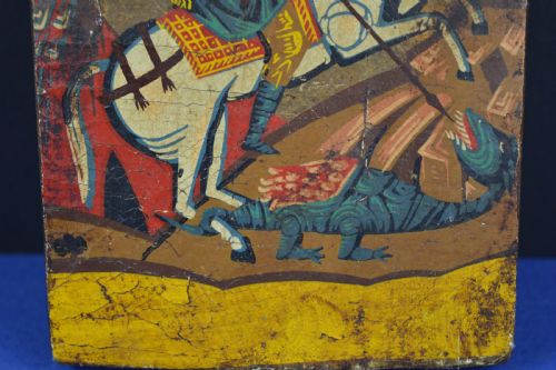 RUSSIAN HAND PAINTED ICON ST GEORGE AND DRAGONC1880 - ADDITIONAL PHOTO 1