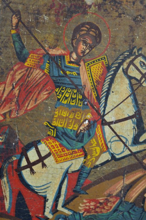 RUSSIAN HAND PAINTED ICON ST GEORGE AND DRAGONC1880 - ADDITIONAL PHOTO 7