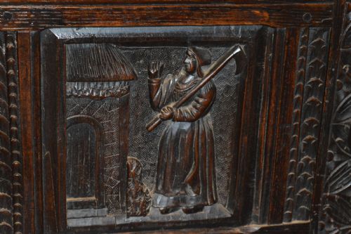 FINE 18TH CENTURY FLEMISH CARVED OAK SETTLE C1720 - ADDITIONAL PHOTO 6