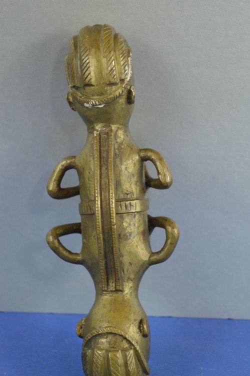 AFRICAN BENIN DOUBLE ENDED JANUS FORM BRONZE STATUE C1920 - ADDITIONAL PHOTO 3