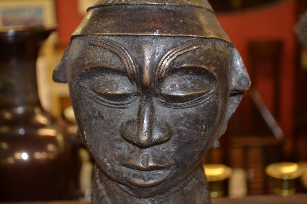 Fine Large African Tribal Benin Bronze Bust, Lost Wax Casting,c1920