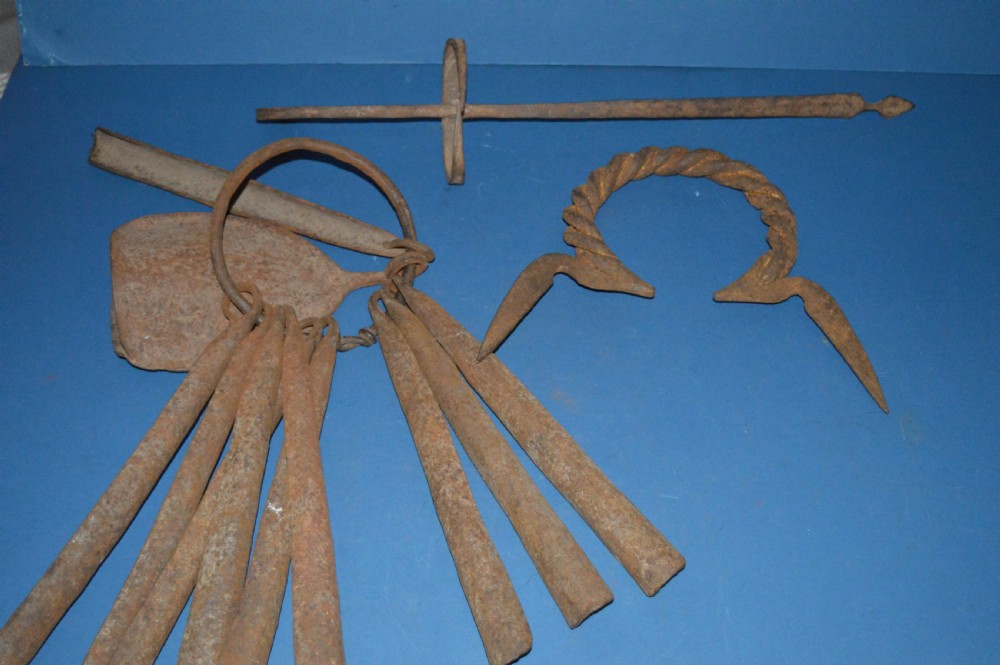 3 Large 19th Century African Cast Iron Currency Pieces,Congo,c1890 (Pt Collection 21 Pieces)