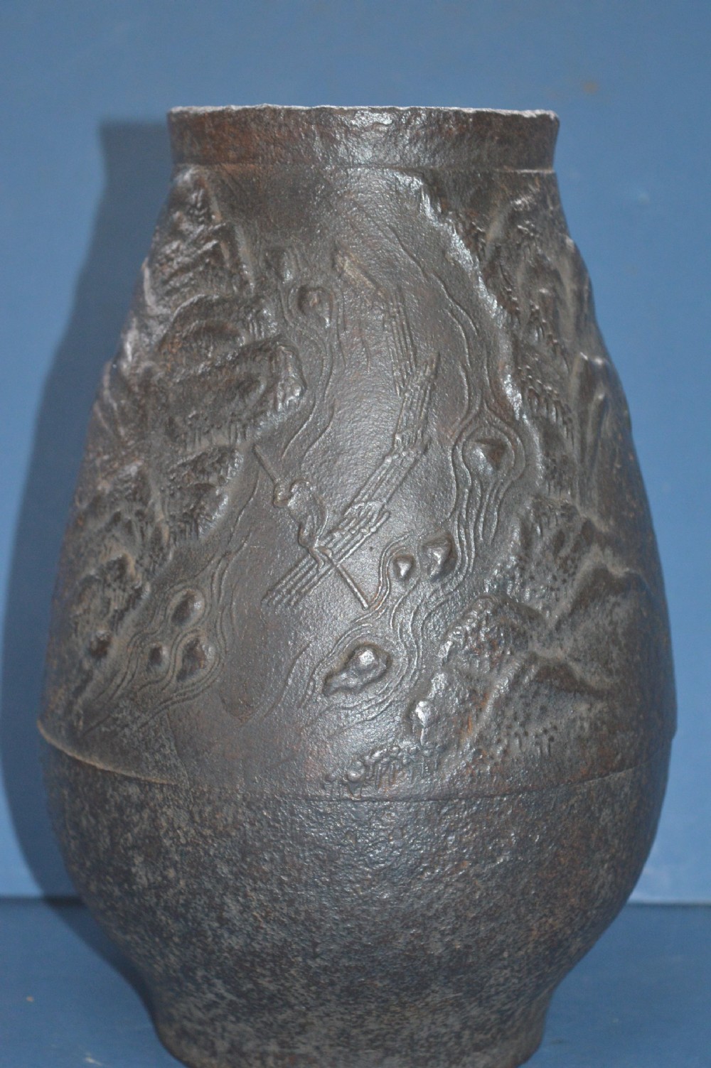 Large Heavy (3kg) 19th Century Japanese Cast Iron Vase,c1880