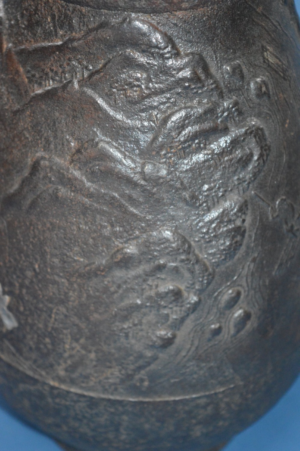 Large Heavy (3kg) 19th Century Japanese Cast Iron Vase,c1880 View VI