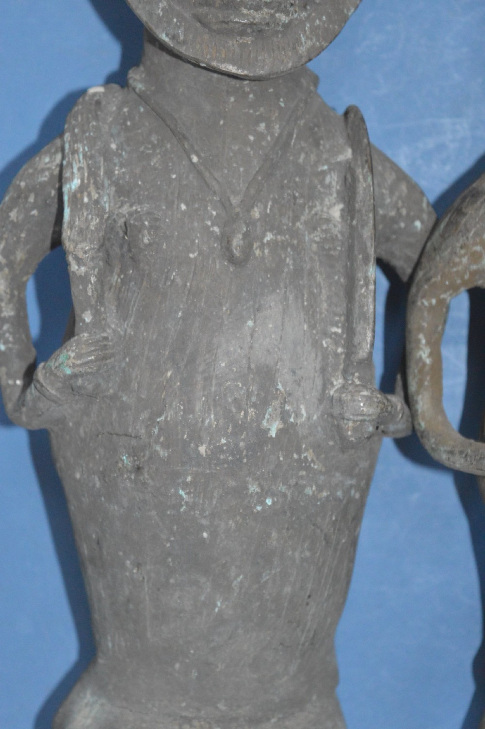 Pair Large (8.4 kg) 19th Century African Benin Bronze Statues, c1890 View V