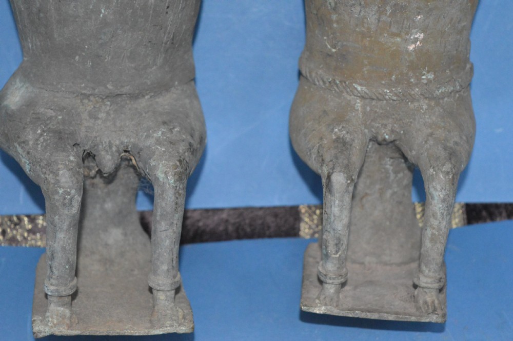 Pair Large (8.4 kg) 19th Century African Benin Bronze Statues, c1890 View VI