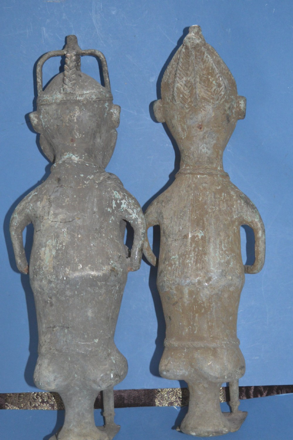 Pair Large (8.4 kg) 19th Century African Benin Bronze Statues, c1890 View XI