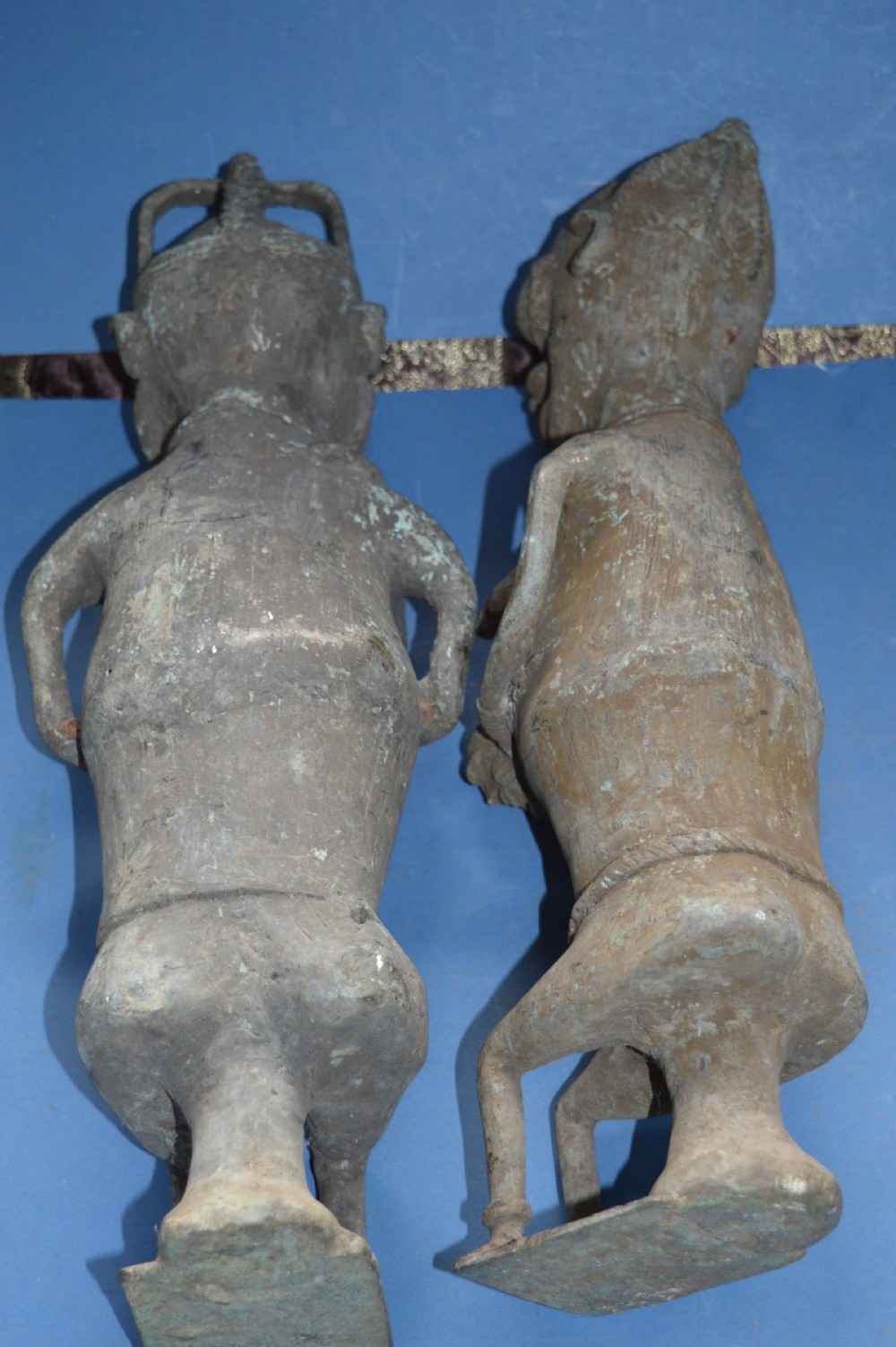 Pair Large (8.4 kg) 19th Century African Benin Bronze Statues, c1890 View XIV