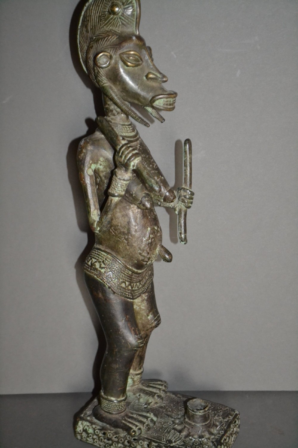19th Century African Yoruba Tribal Bronze Fertility Statue,1880. Rare, Unusual Piece. View VI