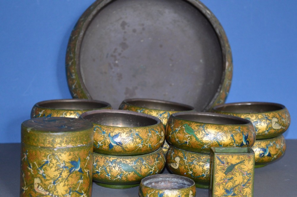 Collection 14 Indian Kashmir Papier Mache Bowls,c1920