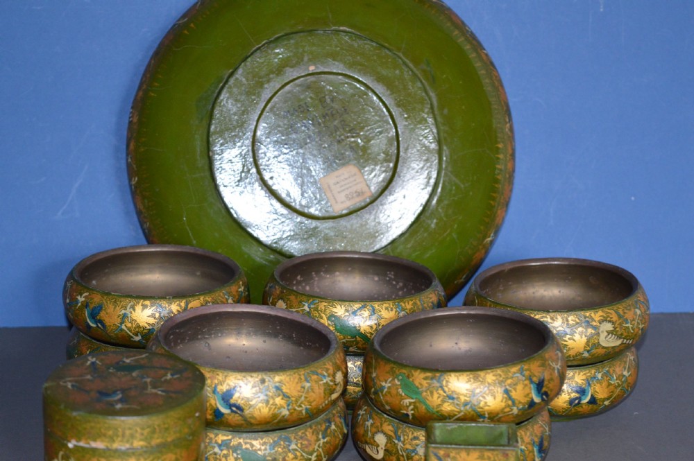 Collection 14 Indian Kashmir Papier Mache Bowls,c1920 View VII