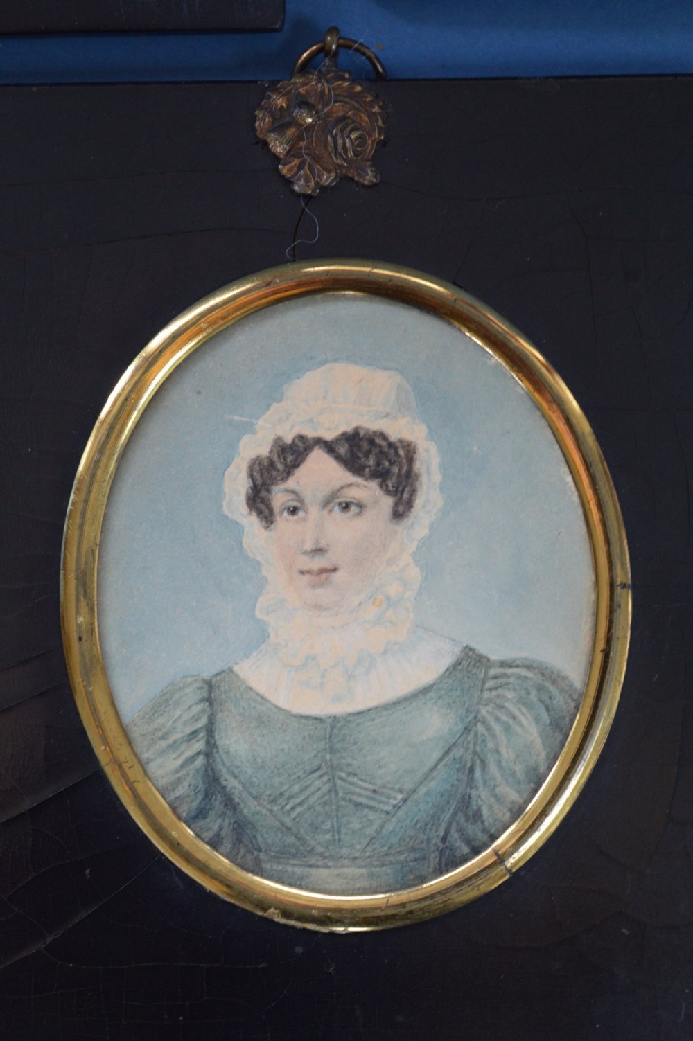 3  x 19th Century Framed Oval Portrait Miniatures, c 1850.Annotated to the rear With Date Of Purchase (1950) View III