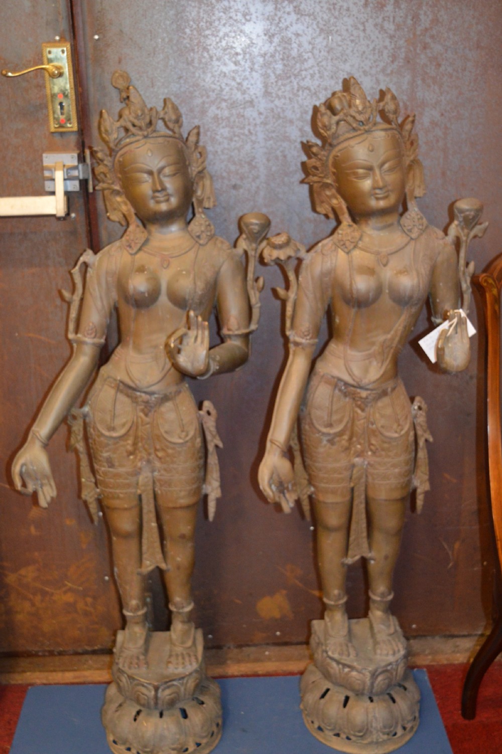 Pair Large (133cm) 19th Century Indian Bronze Statues,c1890