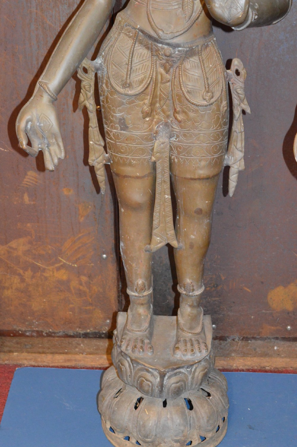 Pair Large (133cm) 19th Century Indian Bronze Statues,c1890 View III