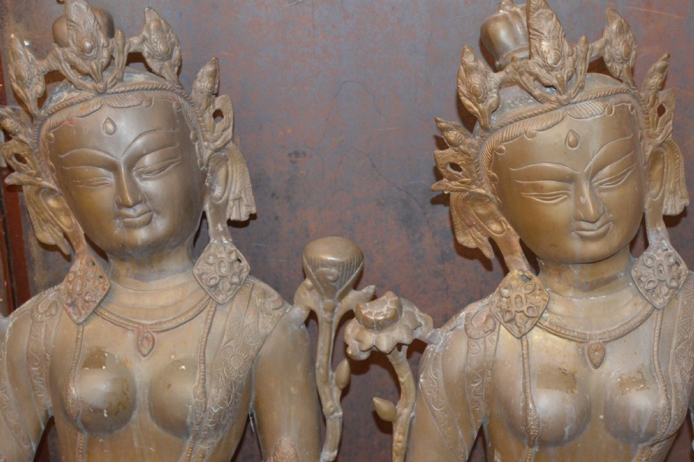 Pair Large (133cm) 19th Century Indian Bronze Statues,c1890 View IV