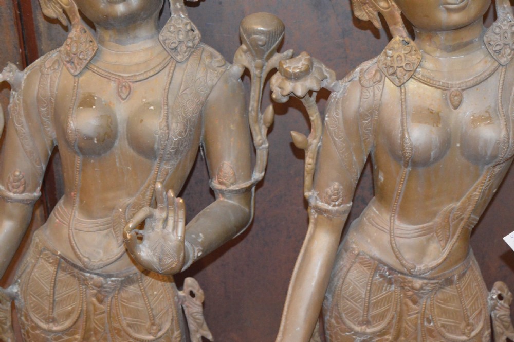 Pair Large (133cm) 19th Century Indian Bronze Statues,c1890 View V