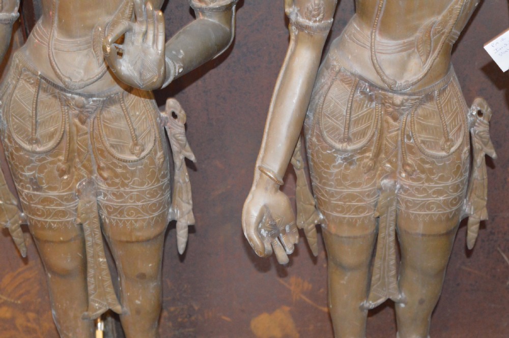 Pair Large (133cm) 19th Century Indian Bronze Statues,c1890 View VI