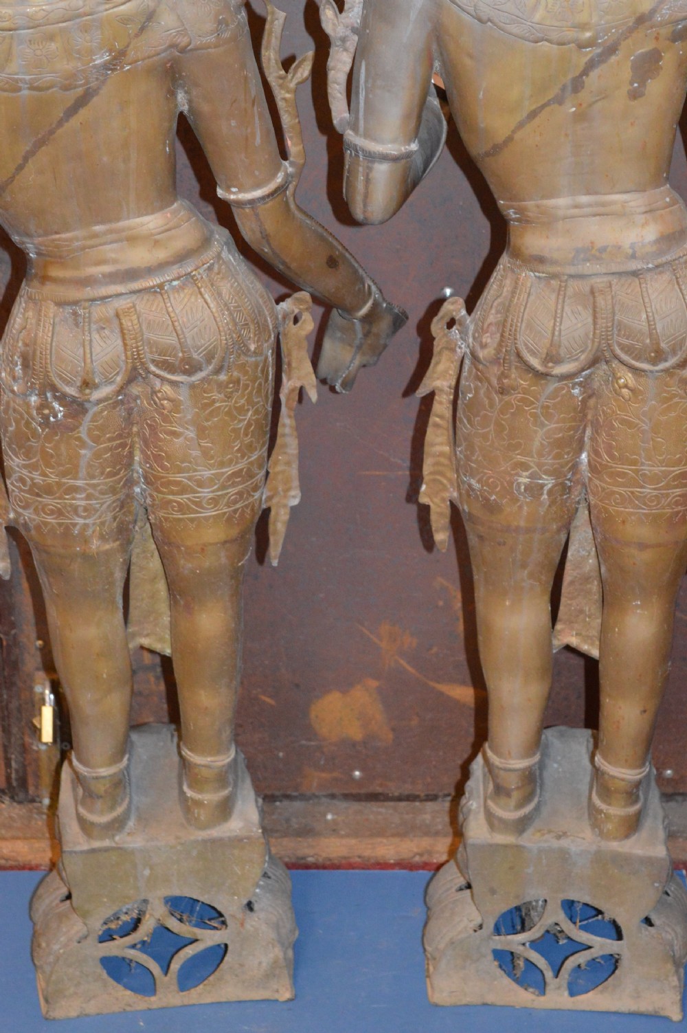 Pair Large (133cm) 19th Century Indian Bronze Statues,c1890 View IX