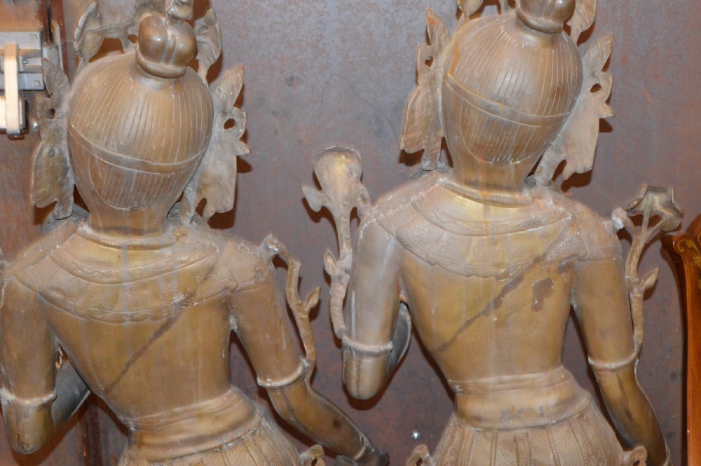 Pair Large (133cm) 19th Century Indian Bronze Statues,c1890 View X