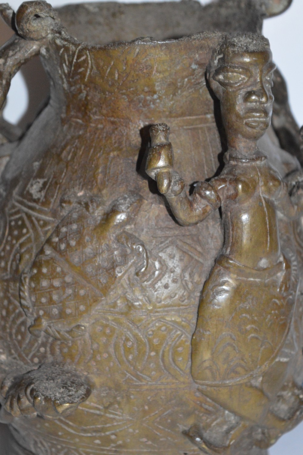 Large African Tribal Bronze Ceremonial Pot, c 1890 View II