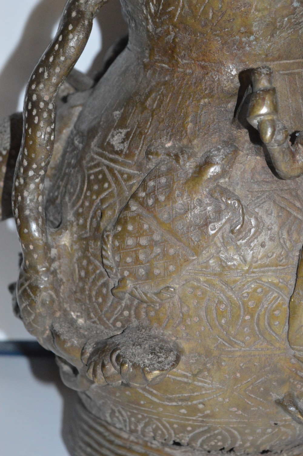 Large African Tribal Bronze Ceremonial Pot, c 1890 View III