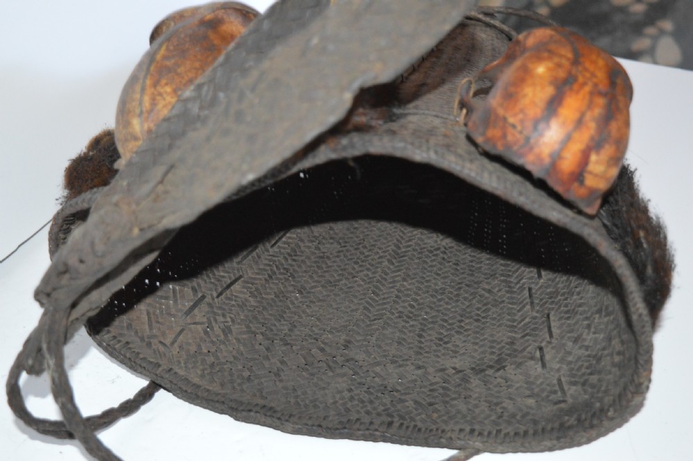 Dayak Headhunters Basket, c 1920,Monkey Head and Tail Decoration View VI