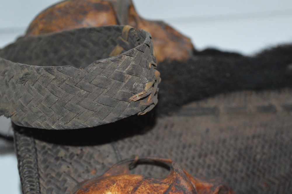 Dayak Headhunters Basket, c 1920,Monkey Head and Tail Decoration View VII