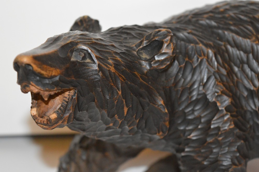 Large Hand Carved Black Forest Bear, c 1910 View II