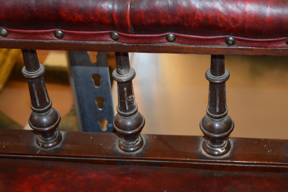 19th Century Leather Chaise Lounge, c 1840 View IV