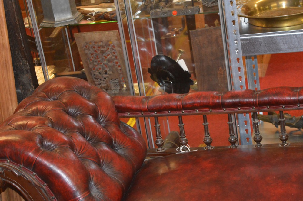 19th Century Leather Chaise Lounge, c 1840 View V